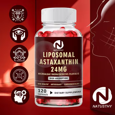 Liposomal Astaxanthin Capsules 24mg for Brain, Heart Vitality, Skin, Joint, Eye, Immune Health