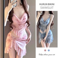 2025 New Three-Piece Swimsuit for Women, Sexy Pure Desire Style Tie-Dye Bikini, Small Chest Push-Up,