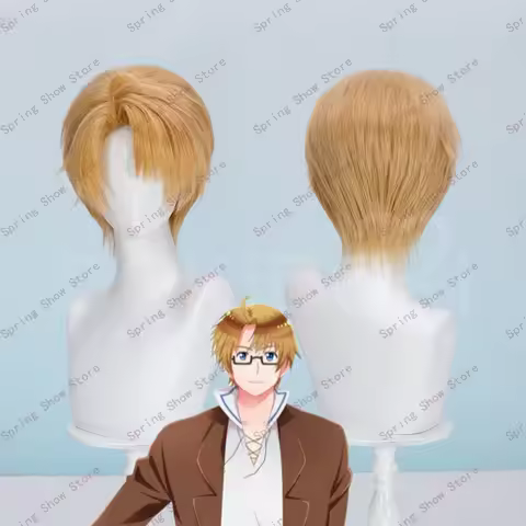 Axis Powers Hetalia APH America Alfred F. Jones Cosplay Hair Short Gold Styled Halloween Party Wig