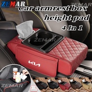 KIA Car Armrest Pad 4 IN 1 Leather Center Console Armrest Protection Pad with Tissue Box Storage Bag