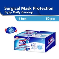 [1 BOX ISI 50] SOS Masker Medis 3 ply Surgical Mask Earloop &amp;