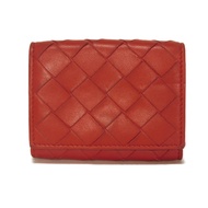 二手 BOTTEGA VENETA 迷你錢包，納帕小牛皮，對折錢包，卡包，零錢包，帶 RFID IC 芯片，Maxi IntrecciatoRED三折錢包，635561
