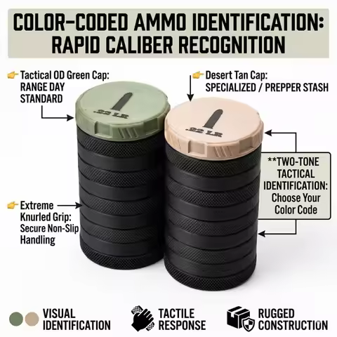 Modular .22 LR Ammo Storage Box 50-500 Round Interlocking Tactical Dispenser Threaded Stackable Cont