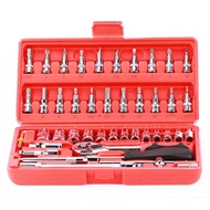 46pcs Automobile Motorcycle Car Repair Tool Box Precision Ratchet Wrench Set Sleeve Universal Joint 