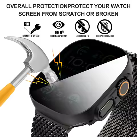 Anti-Spy Case for Apple Watch Ultra 2 3 49mm Accessories Screen Protector Tempered Glass Cover bumpe