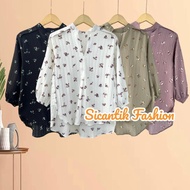 BAJU KEMEJA WANITA BUNGA CASUAL PUTIH LENGAN 3/4 / ATASAN MOTIF BUNGA