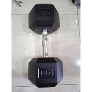 Hexagonal dumbbell rubber barbell 15Kg