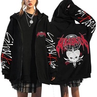 Versatile Pattern Print Loose Fit Zipper Hooded Sweatshirt - Stray Kids DominATE Design for Adults