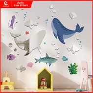 Cartoon Mirror Ocean Theme Whale Mirror Sticker Children's Room Decoration Sticker