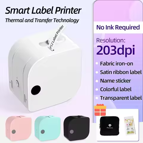 P12 Mini Label Maker Machine with Tape Bluetooth Label Printer Handheld Sticker Multiple Templates F