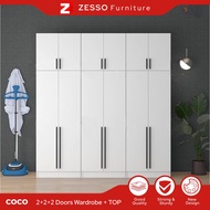 【FREE SHIPPING】ZESSO COCO 6X8FT_4X8FT WARDROBE 2+2+2 DOORS WARDROBE WITH SHELF / almari baju /kabine