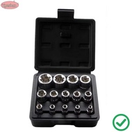 XUESHAN 14PCS/Set Hexagon Socket Nut Socket, 1/4" 3/8" 1/2" E4-E24 Wrench Head Star Socket Set, With
