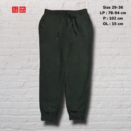 HIJAU Size 29-36 Relax Uniqlo Sherpa Sweatpants Army Green Baggy fit Original Second Preloved CJ909