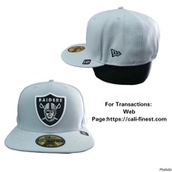 New Era Las Vegas Raiders 59FIFTY fitted hat light gray colorway featuring an embroidered team