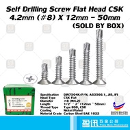 Self Drilling Screw Skru Besi Mata Drill Skru - Flat Head #8 x 1/2"(12mm) - 2"(50mm) 1000pcs/Box