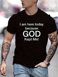Tees For Men 'God Kept Me' Print T Shirt Casual Short Sleeve Tshirt For Summer Spring Fall Tops As G