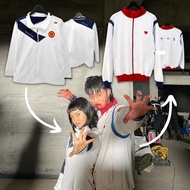 White Fleece Lotto Elvana Yoon Gwi Nam Jacket / Ri Ha Dress / Hat form Drama All of Us Are Dead Cost