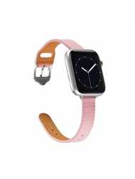 極簡主義智能手錶皮革錶帶，可與Apple Watch 9/8/7/6/5/4/3/2/1/SE兼容，細腕帶女性錶帶，適用於45mm / 44mm / 42mm / 41mm / 40mm / 38mm