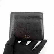 [Preloved] Reu 37709 Christian Dior - Black Grained Calfskin CD Icon Vertical Bifold Wallet