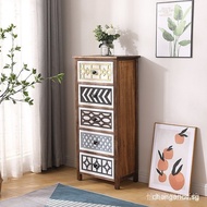 , Large Capacity Small Apartment Storage Cabinet Vintage Chest of Drawers Bedside Table Drawer Style