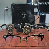 杰瑪眼鏡【Chrome Hearts 克羅心】BONENNOISSEUR II 黑金鏡框｜低調奢華 重工質感