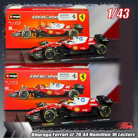 Bburago 1:43 F1 -2026 Ferrari Sf-26 44-Hamilton 16-Leclerc Simulation Alloy Vehicle Collectible Disp