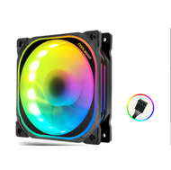 寒霜P4水冷風扇 12cm機箱風扇PWM溫控靜音ARGB神光同步散熱器風扇（玄月自動幻彩變色版）