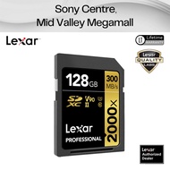 Lexar 128GB 2000x SD Card UHS-II Memory Card (R300 / W260 MB/S) 4K 8K V90 U3 GOLD Series