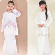 🌹BAJU KURUNG GIRL WHITE🌹 Baju Kurung Lace Kanak-kanak Perempuan XS -2XL Baju Raya Sedondon 2025