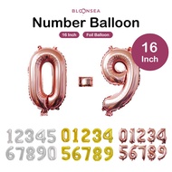 16 inch 0-9 Number Foil Balloon Large Size 0 to 9 Balloons Belon Hari Raya Nombor 123 Happy Birthday