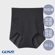 【日本GUNZE】高腰骨盆調整小褲(HZ2368-BLK) L 黑