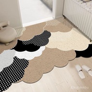 ⚡Out In Taiwan⚡Cream Style Simple Silk Circle Entrance Door Mat Scraping Soil Rubbing Mud Entrance M