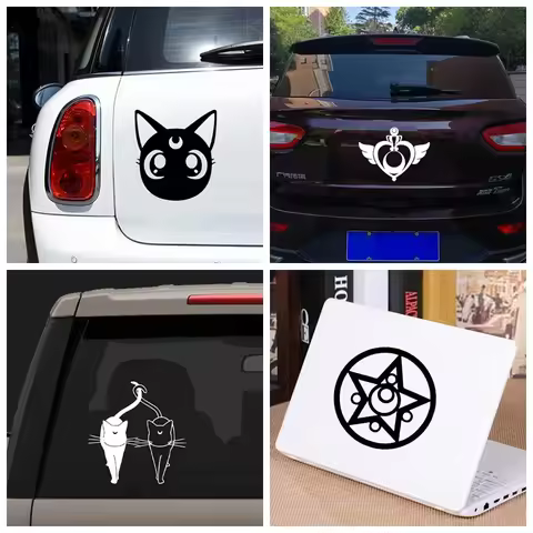 Solar System Luna Moon Girl Cartoon Anime Vinyl Art Sticker Car Window Decor, Tokyopop Princess Lapt