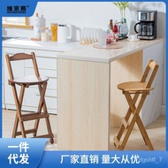 ‍🚢Bamboo Bar Stool High-Leg Chair Foldable Small Apartment Home High-Leg Stool Bar Chair Milk Tea Shop Front Desk Chair