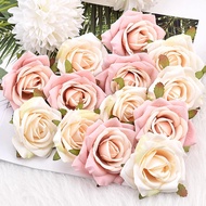 30pcs 6-7cm White Rose Artificial Silk Flower Heads Decorative Scrapbooking Home Wedding Birthday De