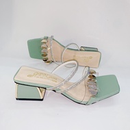 Guốc cao gót vuông 5p quai trong phối khóa dây xoàn chéo G02