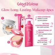 Glad2Glow 4PCS Perfect Cover Glow Cushion + Powder Foundation + Brightening Lip Serum + Setting Spra