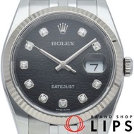 二手勞力士 Datejust 36 男士腕錶，五珠鏈，10 鑽，電腦顯示錶盤，Datejust 男士腕錶 116234G(M)，帶原裝錶盒、保固卡，18K 白金/精鋼錶殼，黑色錶盤，拋光處理，2008