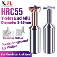 XJL T Slot Carbide End Mill HRC55 D2-D8mm CNC Milling Cutter for Steel & Aluminum