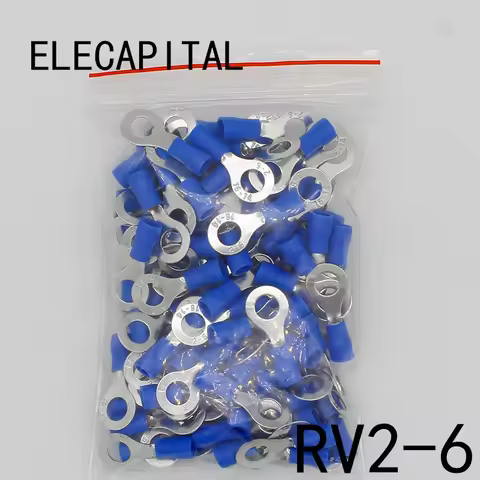RV2-6 Blue Ring insulated terminal Cable Wire Connector 100PCS/Pack suit 1.5-2.5mm Electrical Crimp