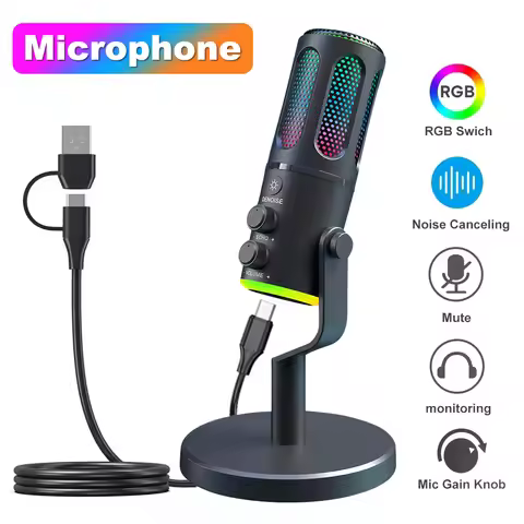 RGB USB Condenser Gaming Microphone Computer Professional Microphone For PC PS4 PS5 Mac Mobile Phone