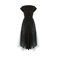 S·DEER | ชุดเดรสคอปก กระโปรงพับอordion ย้อมสี (Dye) เอวจับ (Cinched)