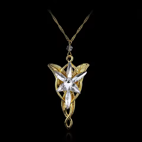 Gold Silver Color The Arwen Evenstar Pendant Necklace Red White Crystal stones Necklace Charm Jewele