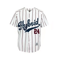 Hybrid Shirt Men  ไฮบริดเสื้อเชิ๊ตผู้ชายแขนสั้น เสีอขาว (white) MSS-476WH เสื้อทรงเบสบอล Baseball Je