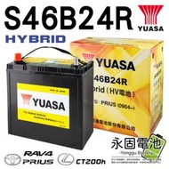 「永固電池」原廠電池 YUASA 油電專用 S46B24R 油電車 Toyota Prius CT200h 電池 日本製