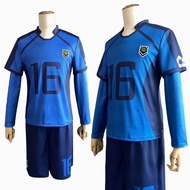 【COSER 77】 Blue Lock Kaiser Cosplay เสื้อกีฬาแขนสั้น ลายคอสเพลย์อนิเมะ Reo สีฟ้า เหมาะกับของขวัญฮาโล