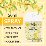 Cleanse360 Hand Sanitizer [Liquid Spray - 50ml Card Pocket Size] Ethanol Alcohol | Osmanthus Blossom | Quick Dry | Rinse Free | Instant Kills Germs Bacterials Virus