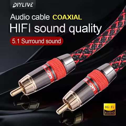 DIYLIVE 6N OFC 75ohm Hifi Digital Coaxial Audio Video Rca Cable Hi-end RCA to RCA Male Subwoofer Aud
