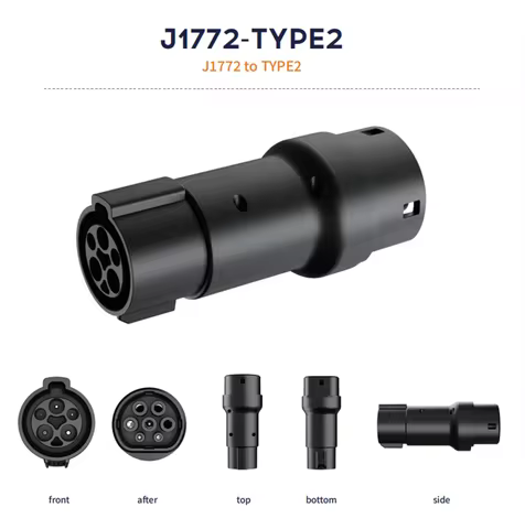 Type1 to Type2 EV Charger Adapter 32A 7.2kw EV Charger Connector SAE J1772 Socket Type 1 To Type 2 A