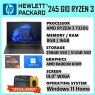 TERBARU !! HP 245 G10 RYZEN 3 7320U 16GB 512GB SSD 14 INCH WXGA GREY
